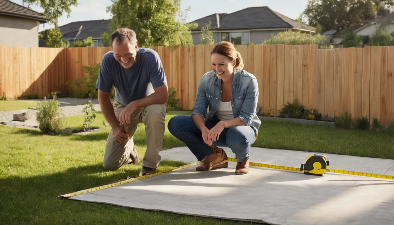 A homeowner reviewing a concrete patio plan with a local provider in the Tipp City area