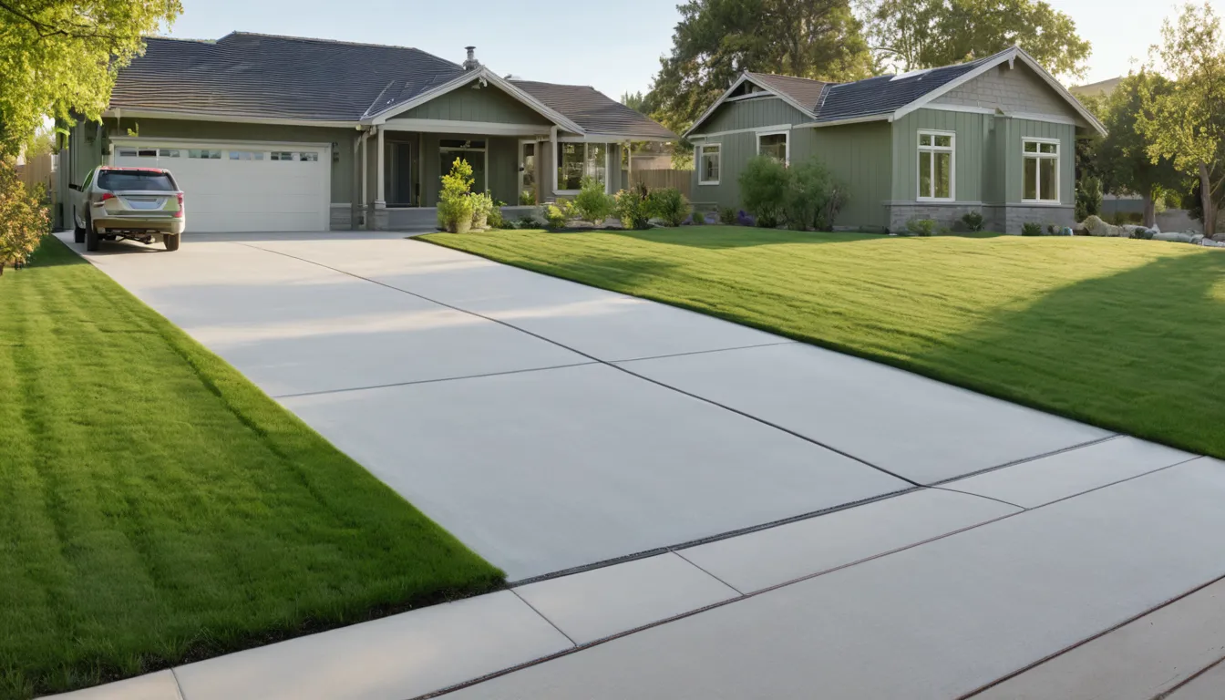 A freshly poured concrete driveway leading to a welcoming home in Tipp City